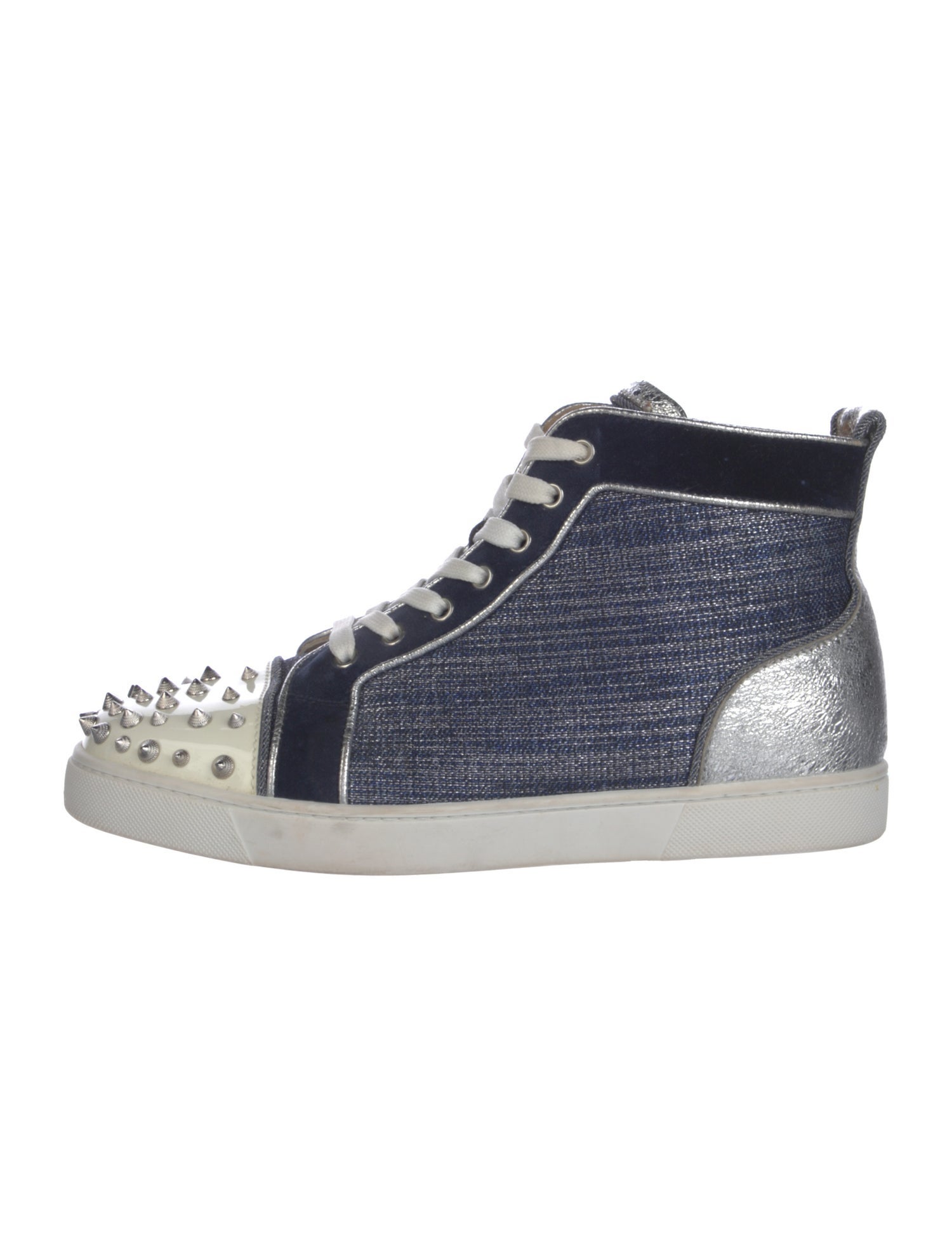 Christian Louboutin Spike Accents Denim Sneakers