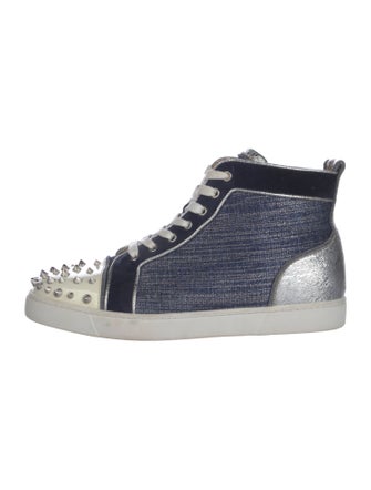 Christian Louboutin Spike Accents Denim Sneakers