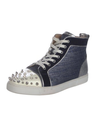 Christian Louboutin Spike Accents Denim Sneakers