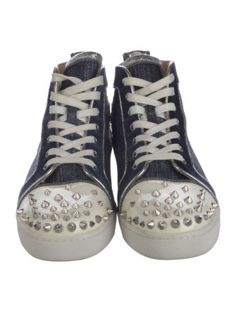 Christian Louboutin Spike Accents Denim Sneakers