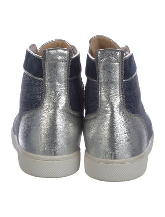 Christian Louboutin Spike Accents Denim Sneakers
