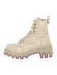 Christian Louboutin Spike Accents Canvas Combat Boots