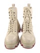 Christian Louboutin Spike Accents Canvas Combat Boots