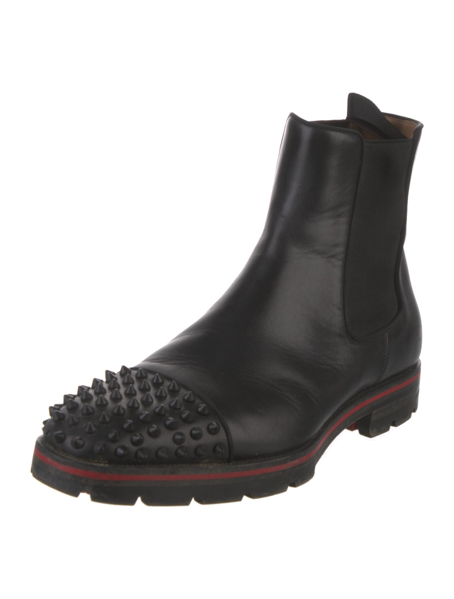 Christian Louboutin Spike Accents Leather Chelsea Boots