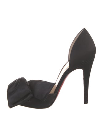 Christian Louboutin Satin Bow Accents D'Orsay Pumps