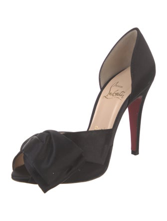 Christian Louboutin Satin Bow Accents D'Orsay Pumps
