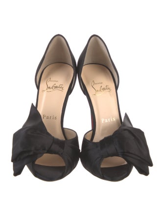 Christian Louboutin Satin Bow Accents D'Orsay Pumps