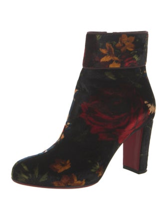 Christian Louboutin Velvet Floral Print Boots