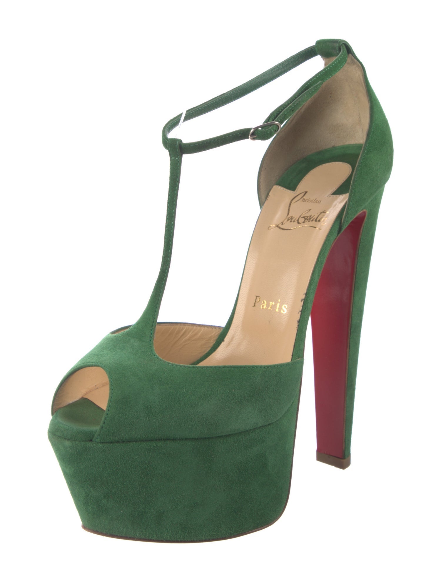 Christian Louboutin Suede T-Strap Pumps
