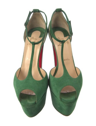 Christian Louboutin Suede T-Strap Pumps