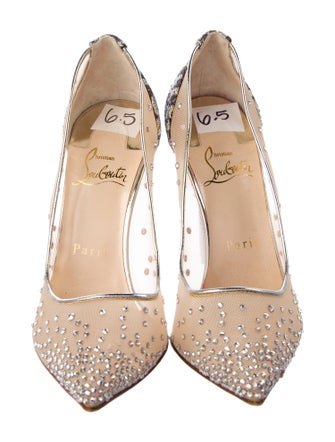 Christian Louboutin Mesh Crystal Embellishments Pumps