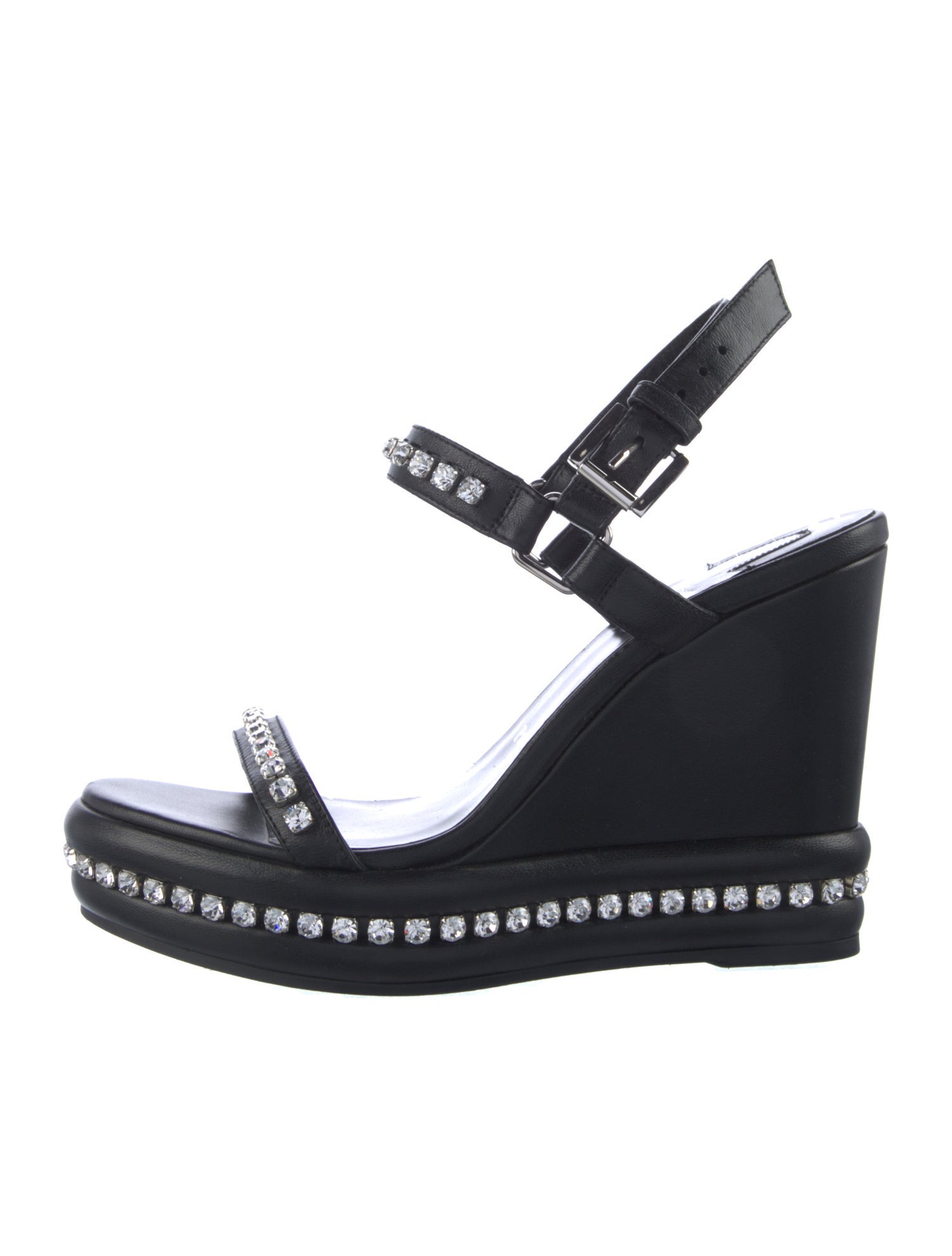 Christian Louboutin Spike Accents Leather Slingback Sandals