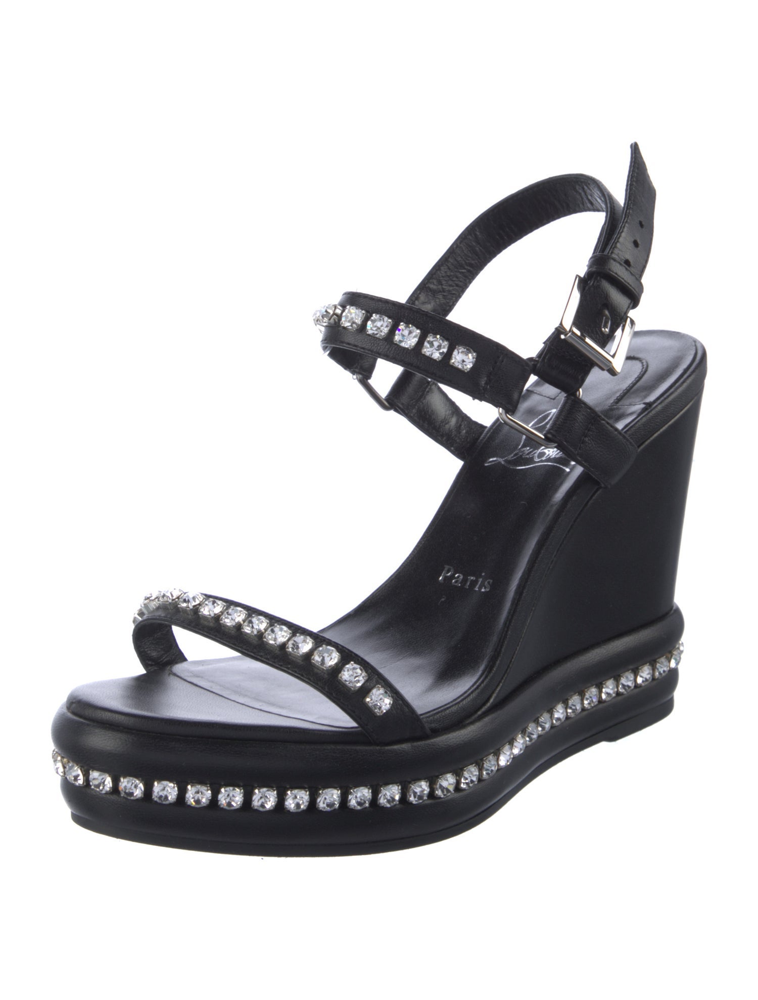 Christian Louboutin Spike Accents Leather Slingback Sandals