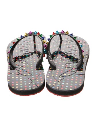 Christian Louboutin Rubber Studded Accents Flip Flops