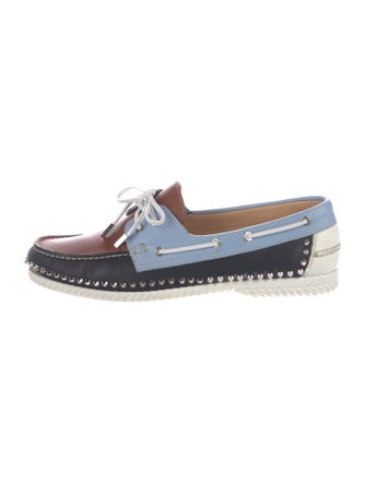 Christian Louboutin Spike Accents Leather Boat Shoes
