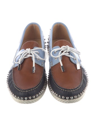 Christian Louboutin Spike Accents Leather Boat Shoes