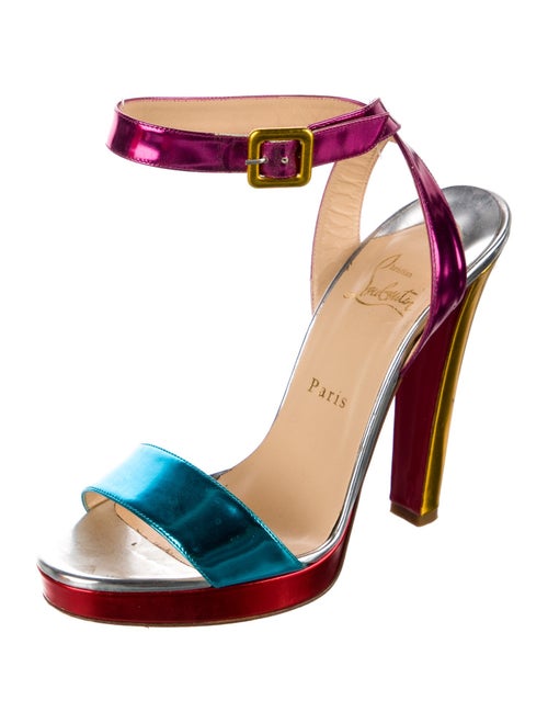 Christian Louboutin Patent Leather Colorblock Pattern Sandals