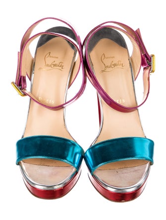 Christian Louboutin Patent Leather Colorblock Pattern Sandals