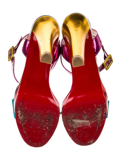 Christian Louboutin Patent Leather Colorblock Pattern Sandals