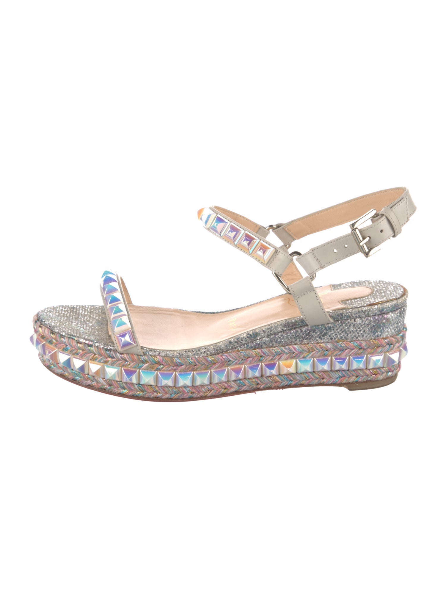 Christian Louboutin Leather Glitter Accents Espadrilles