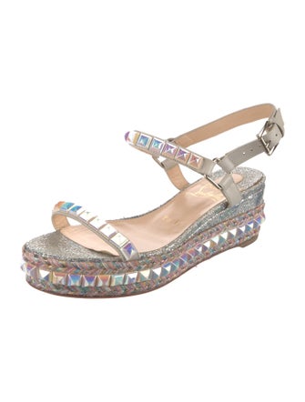 Christian Louboutin Leather Glitter Accents Espadrilles