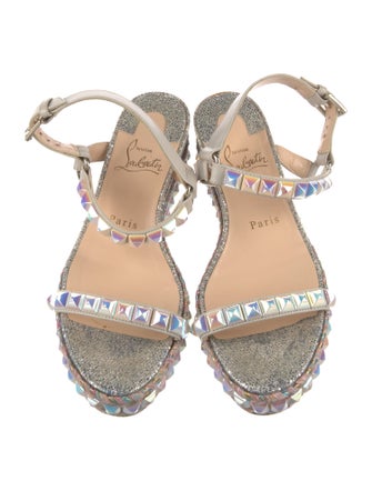 Christian Louboutin Leather Glitter Accents Espadrilles