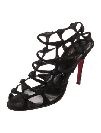 Christian Louboutin Suede Cutout Accent Slingback Sandals
