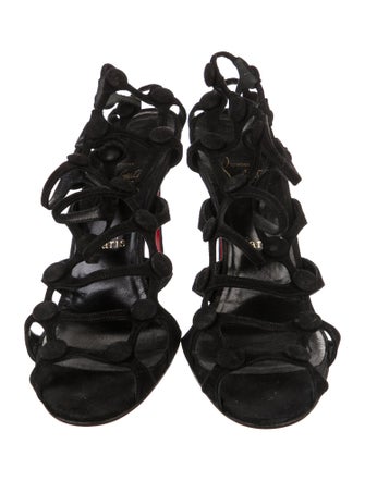 Christian Louboutin Suede Cutout Accent Slingback Sandals