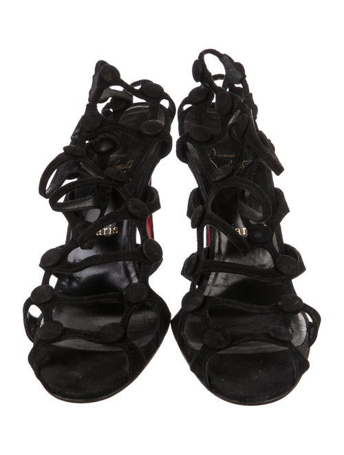Christian Louboutin Suede Cutout Accent Slingback Sandals