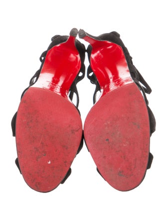 Christian Louboutin Suede Cutout Accent Slingback Sandals