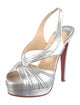 Christian Louboutin Leather Pleated Accents Slingback Pumps