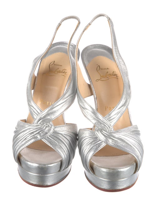 Christian Louboutin Leather Pleated Accents Slingback Pumps