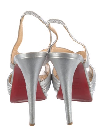 Christian Louboutin Leather Pleated Accents Slingback Pumps