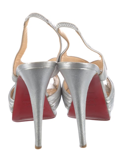 Christian Louboutin Leather Pleated Accents Slingback Pumps