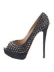 Christian Louboutin Spike Accents Denim Pumps
