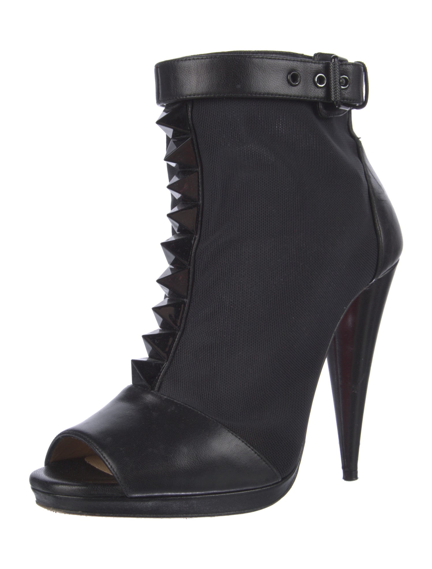 Christian Louboutin Rockstud Accents Leather Lace-Up Boots