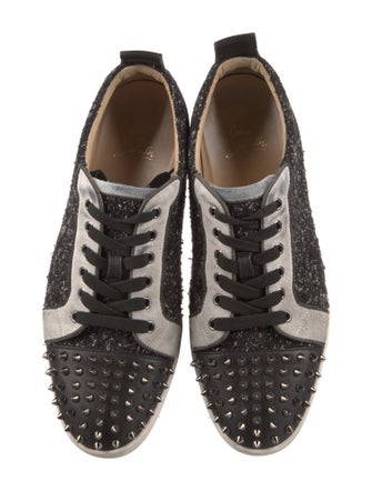Christian Louboutin Spike Accents Tweed Sneakers