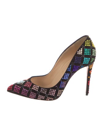 Christian Louboutin Suede Crystal Embellishments Pumps