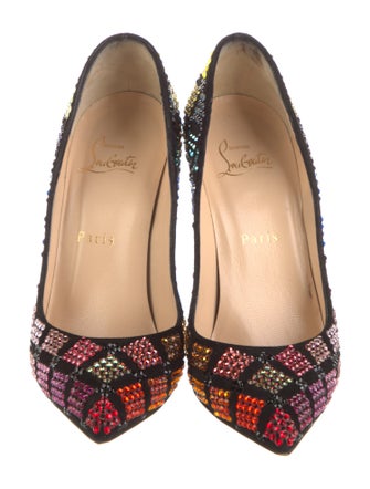 Christian Louboutin Suede Crystal Embellishments Pumps