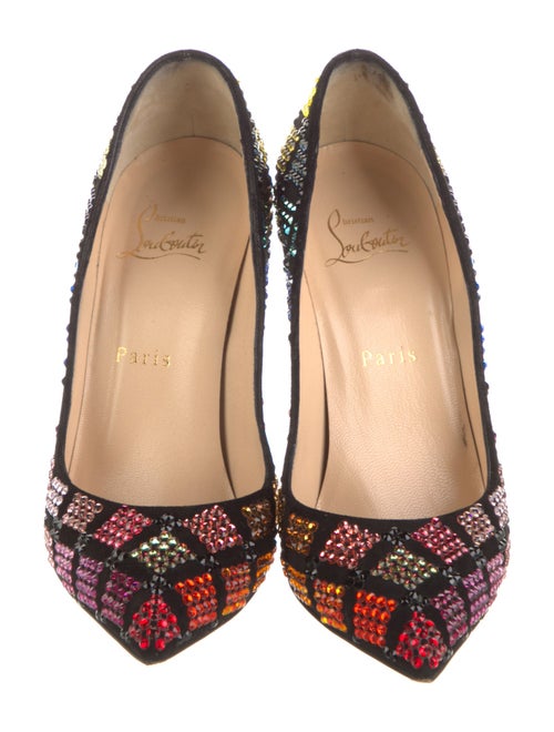 Christian Louboutin Suede Crystal Embellishments Pumps