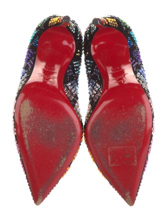 Christian Louboutin Suede Crystal Embellishments Pumps