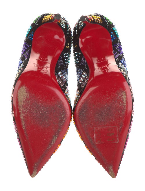 Christian Louboutin Suede Crystal Embellishments Pumps