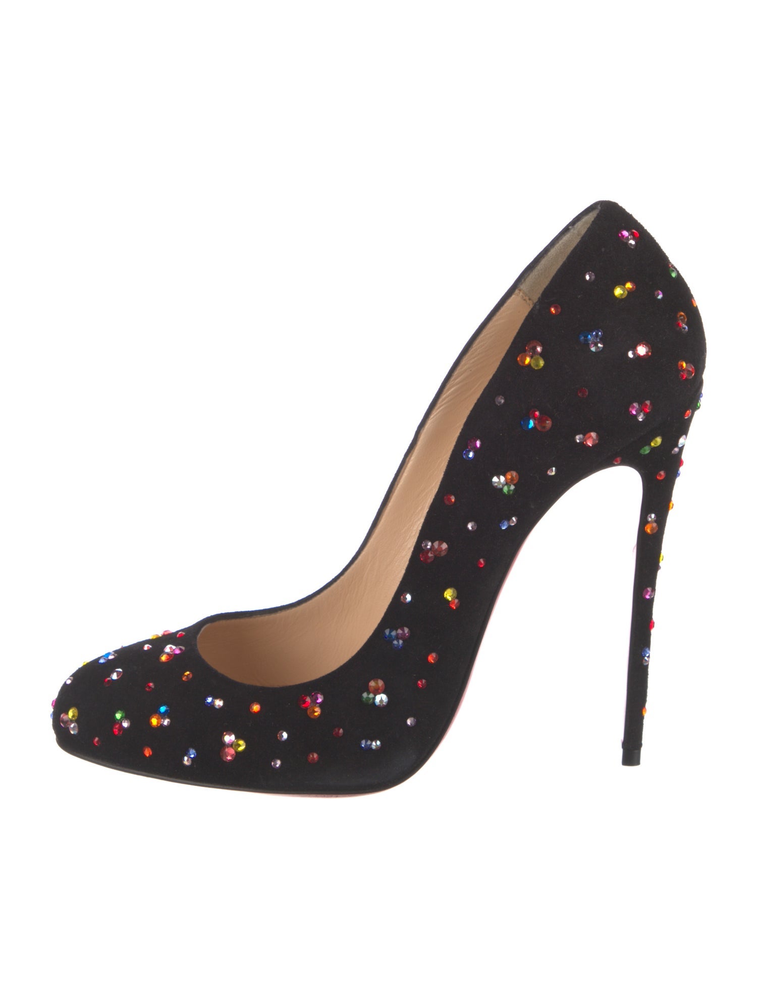 Christian Louboutin Suede Crystal Embellishments Pumps