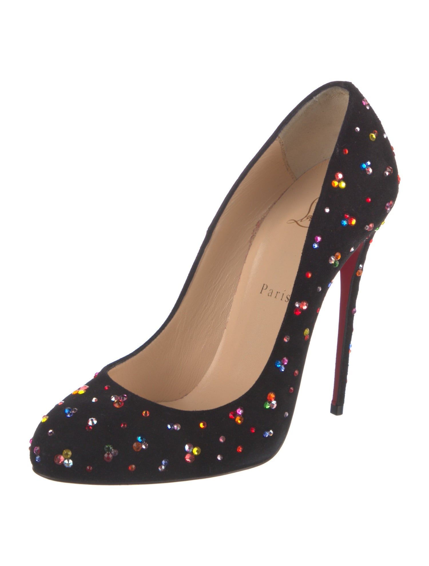 Christian Louboutin Suede Crystal Embellishments Pumps