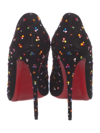Christian Louboutin Suede Crystal Embellishments Pumps