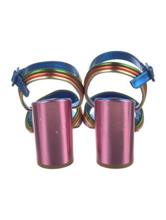 Christian Louboutin Leather Colorblock Pattern Sandals