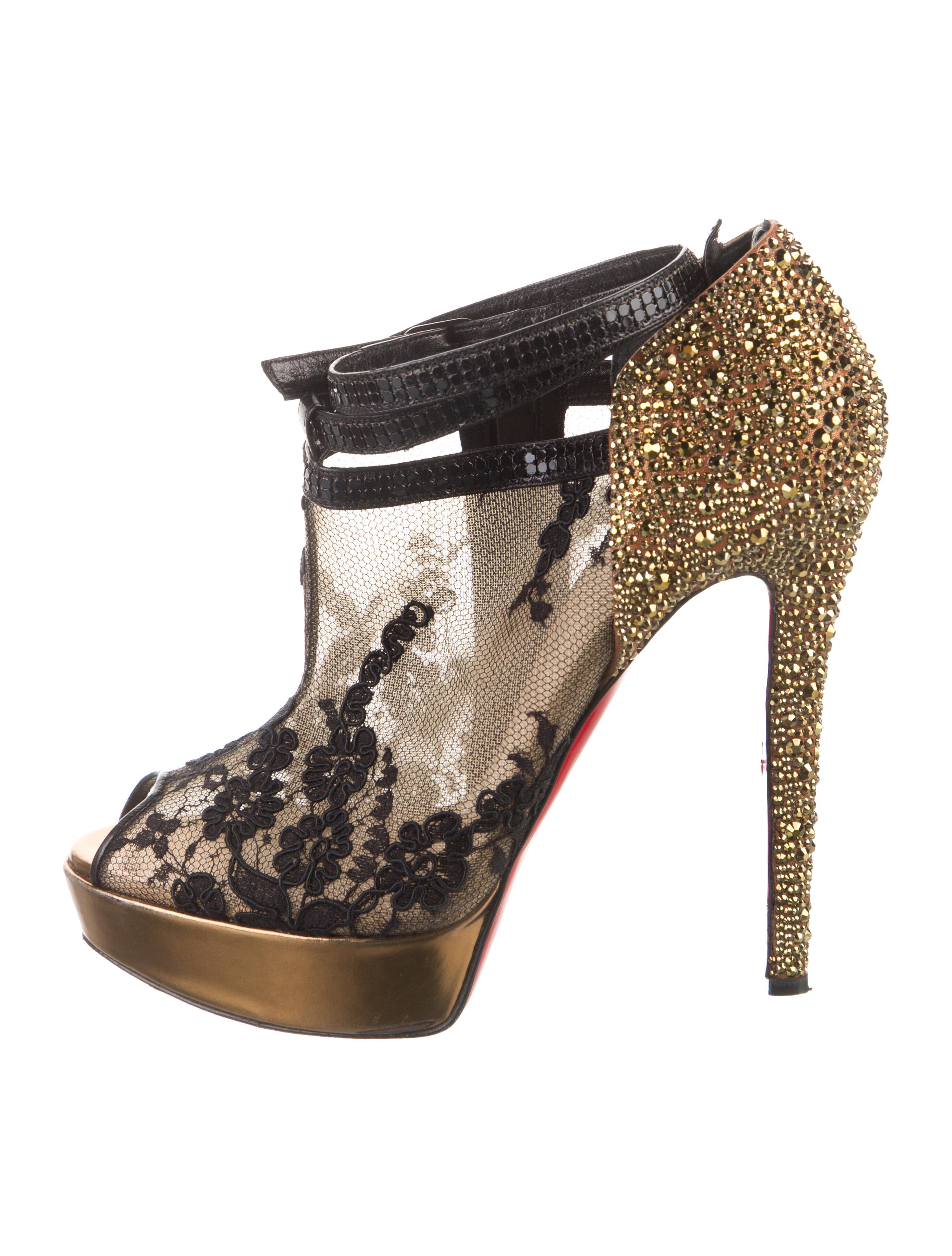 Christian Louboutin Lace Lace Pattern T-Strap Pumps