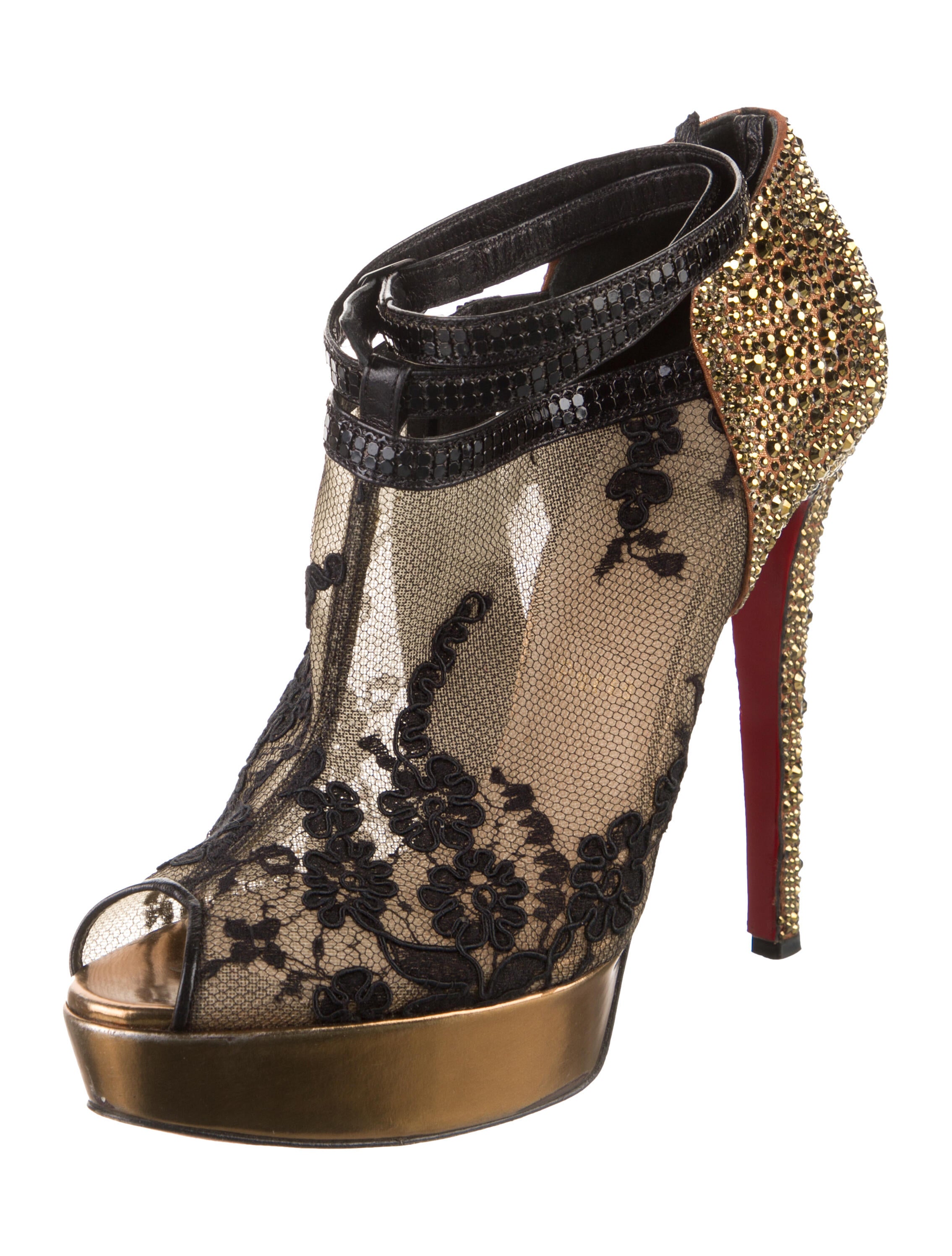 Christian Louboutin Lace Lace Pattern T-Strap Pumps