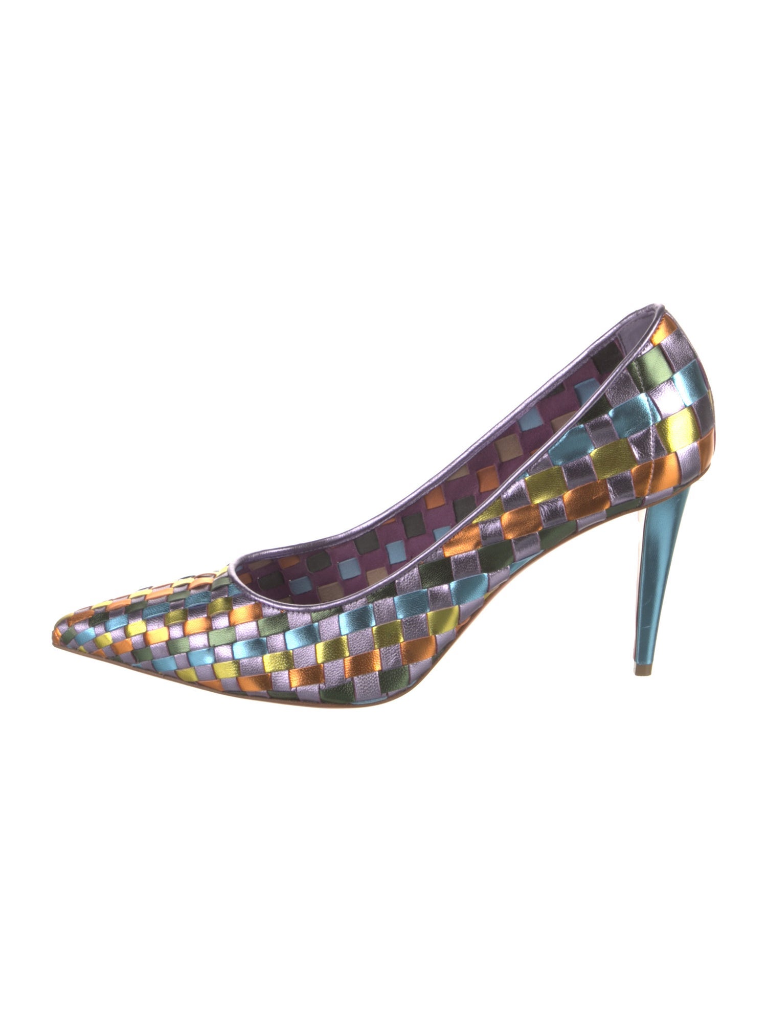 Christian Louboutin Leather Plaid Print Pumps