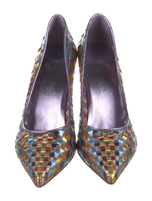 Christian Louboutin Leather Plaid Print Pumps